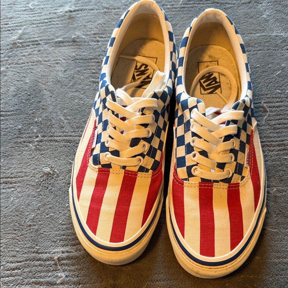 Vans mens Red and Blue Striped Sneakers